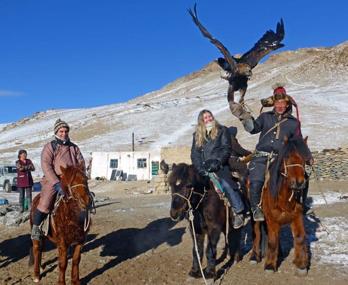 hunting with golden eagle