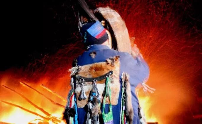 mongolian shaman bonfire